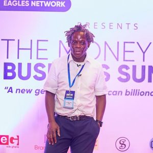 Dr Kwesi speaking at the Moneyhub Business Summit, Ghana, 2021